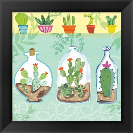 Framed Cacti Garden I no Birds and Butterflies Print