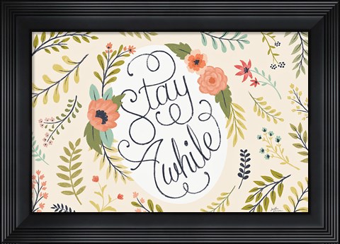 Framed Retro Garden I Print