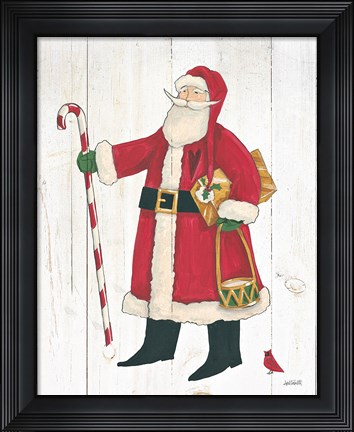 Framed Vintage St Nick II no Words on White Wood Print