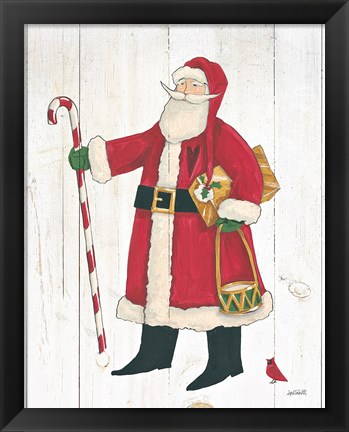 Framed Vintage St Nick II no Words on White Wood Print