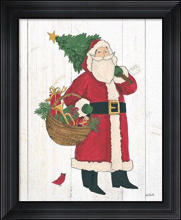 Framed Vintage St Nick III no Words on White Wood Print