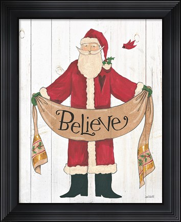Framed Vintage St Nick IV on White Wood Print