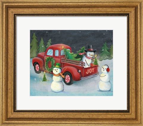 Framed Christmas on Wheels II Light Print