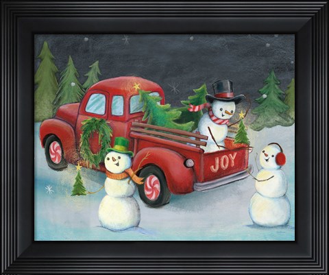 Framed Christmas on Wheels II Light Print