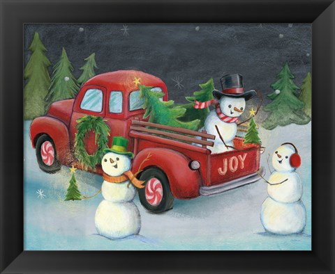 Framed Christmas on Wheels II Light Print