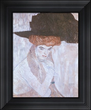 Framed Woman with Black Feather Hat Print