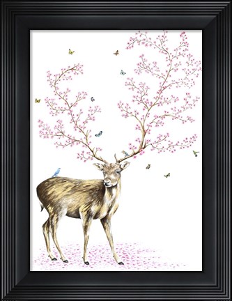 Framed Cherry Blossom Deer Print