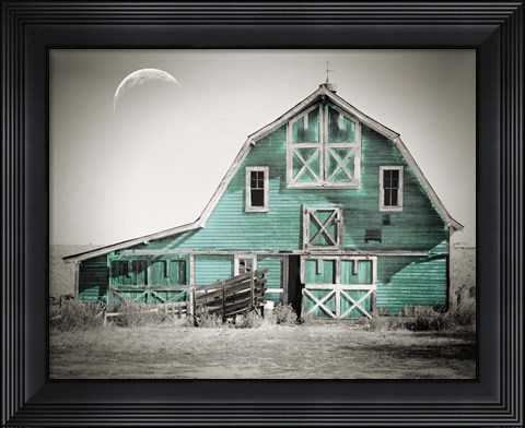 Framed Teal Green Luna Barn Print