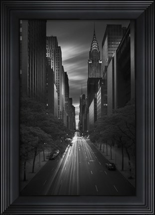 Framed 42st Sunset BW Print