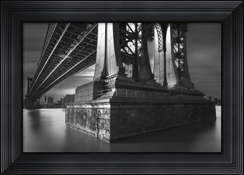 Framed Manhatan Bridge Column Bw Flat Print