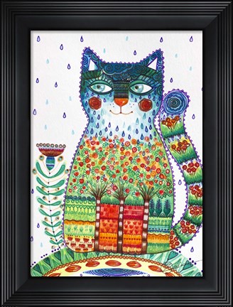 Framed 1 Rain Cat Print