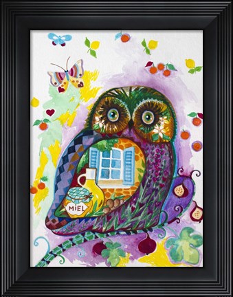 Framed Lavender Owl Print
