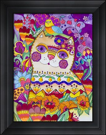 Framed Flower Cat 2 Print