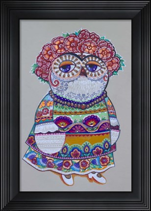 Framed Mexican Folk Owl Print