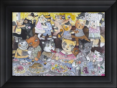 Framed Cat Party Print