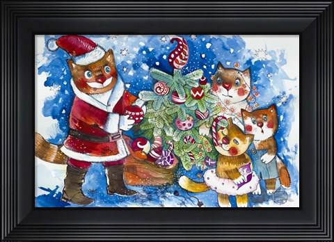 Framed Christmas Cats Print