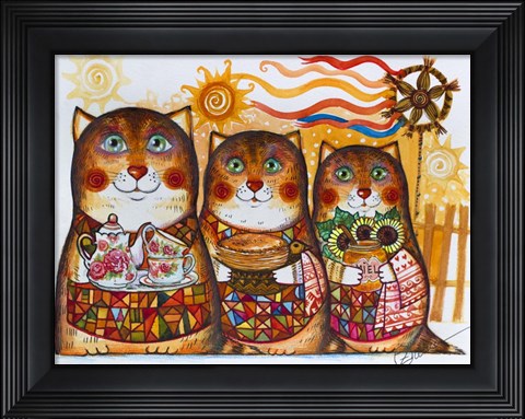 Framed 3 Cats Print