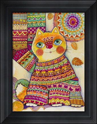 Framed Cat Wearing a Jumper 2 Print