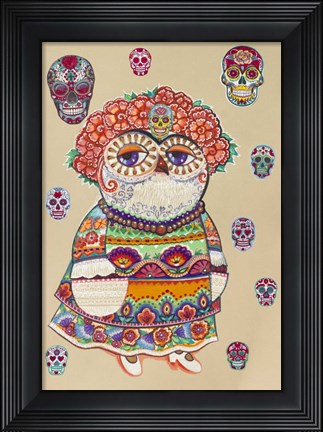 Framed Day of Dead Owl Print