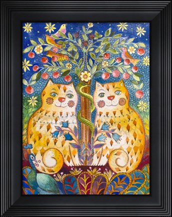 Framed Catsin the Garden of Eden Print