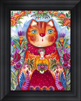 Framed Folk Red 2 Print