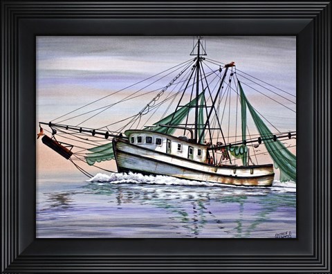 Framed Shrimper Out Print