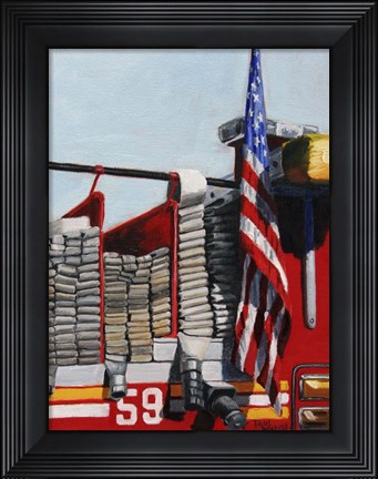 Framed Engine 59 American Flag Print