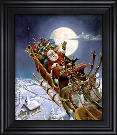 Framed Santas Big Night Print
