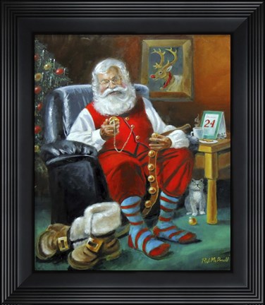 Framed Santa In Chair Print