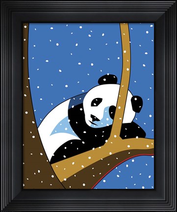 Framed Giant Panda Sleeping In Treee Print