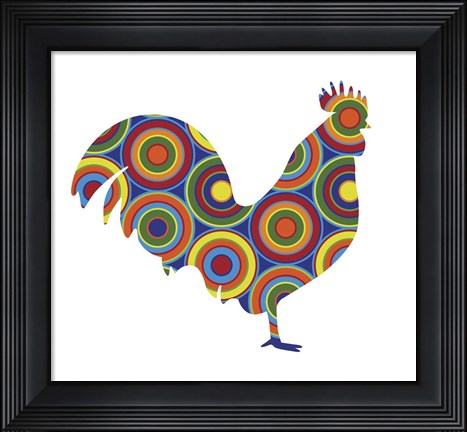 Framed Rooster Abstract Circles Print