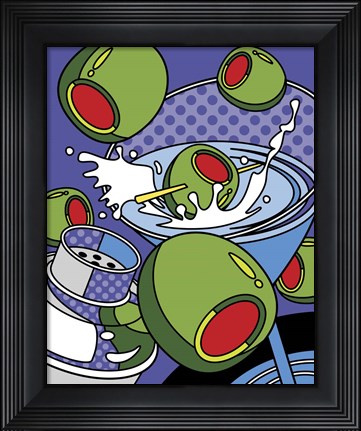 Framed Martini Flying Olives Print