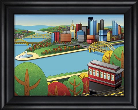 Framed Pittsburgh Incline Autumn Print