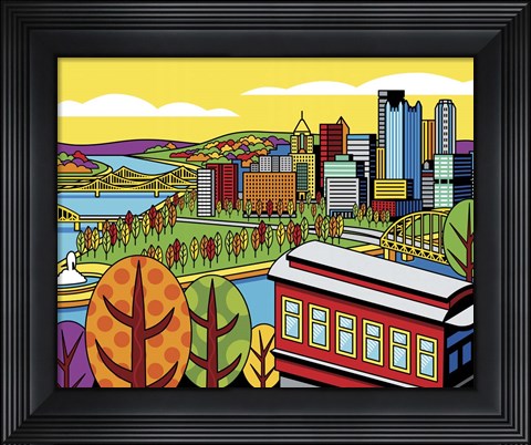 Framed Pittsburgh Incline Autumn Pop Print