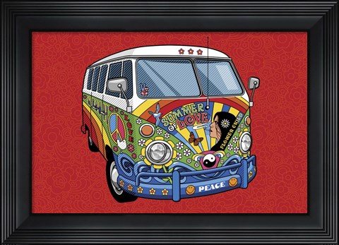 Framed Sixties VW Hippy Van Print
