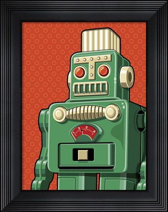 Framed Vintage Green Robot Print