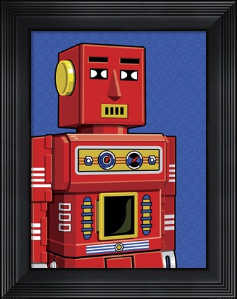 Framed Vintage Red Robot Print