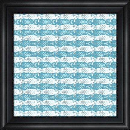 Framed Interlocking Fish Pattern Print