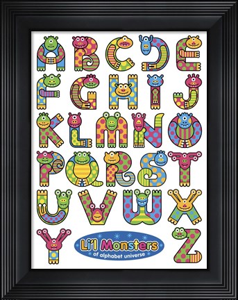 Framed Li&#39;l Monsters of Alphabet Universe Print