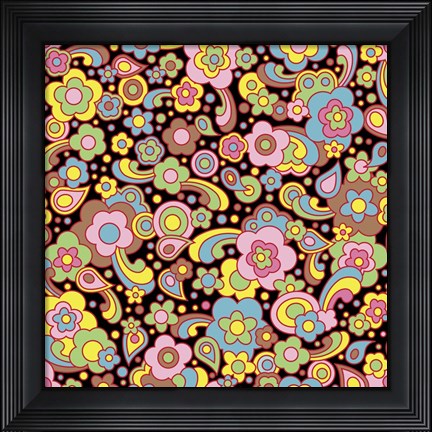 Framed Paisley Pattern On Black Print