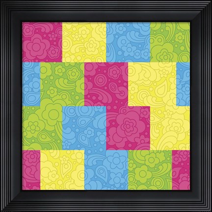 Framed Pixel Paisley Pattern Print