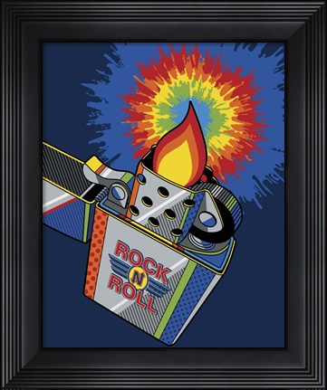Framed Rock &amp; Roll Lighter Tie-dye Flame Print