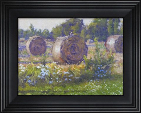 Framed Hay Stacks Print