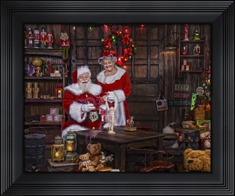 Framed Painting With Mrs Claus Print