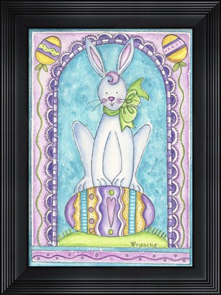 Framed Easter Bunny on Egg Print