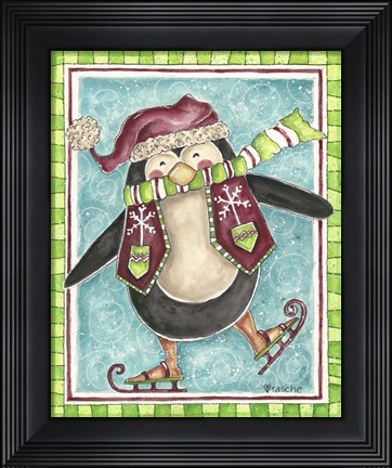 Framed Skating Penguin Print