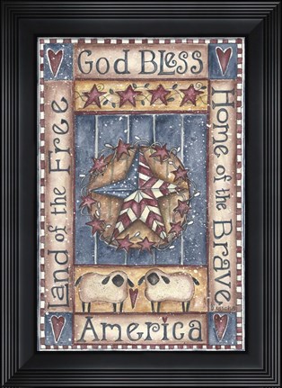 Framed God Bless America Home of The Brave Print
