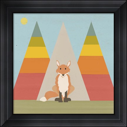 Framed Fox In The Rainbow Forest Print