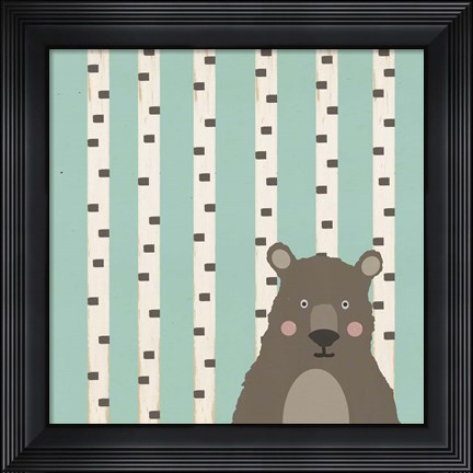 Framed Bear with Birch Trees Print