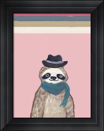 Framed Hipster Sloth with Stripes Print